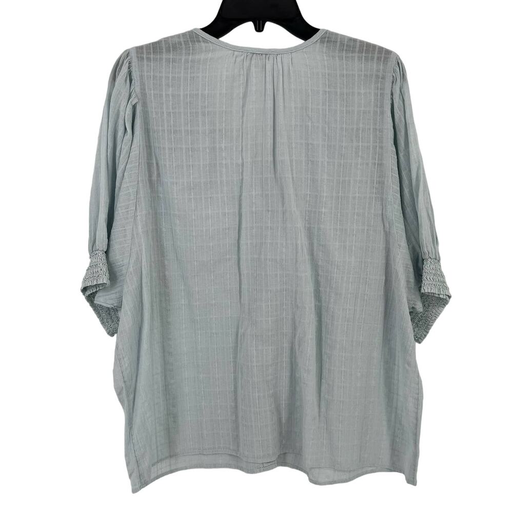 Sundance Larissa Smocked Balloon Sleeve Shirt Womens Size Medium Blue Metallic - Picture 5 of 7